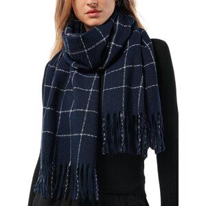 Women Navy Large Chunky Scarves Cozy Shawls Wraps Winter Scarf